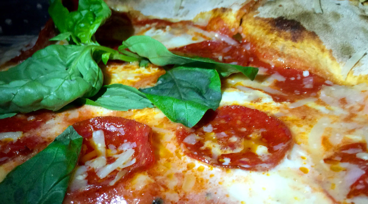 Pizza from Lucali in Brooklyn. 